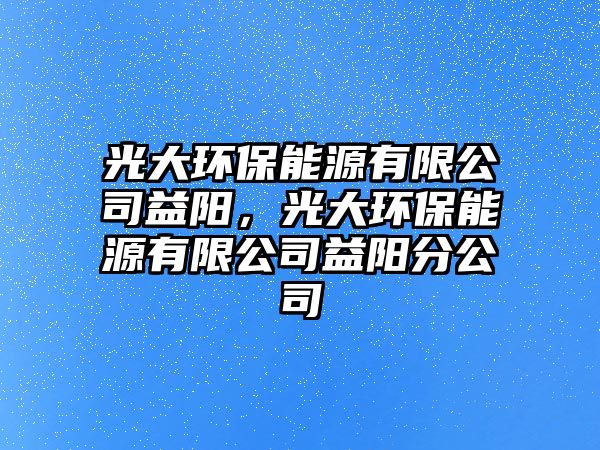 光大環(huán)保能源有限公司益陽，光大環(huán)保能源有限公司益陽分公司