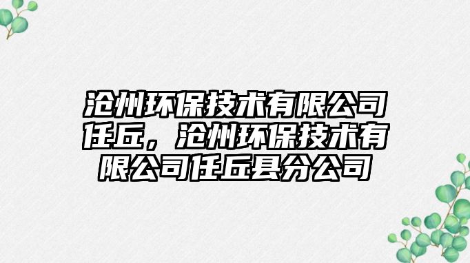 滄州環(huán)保技術(shù)有限公司任丘，滄州環(huán)保技術(shù)有限公司任丘縣分公司