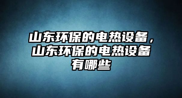 山東環(huán)保的電熱設(shè)備，山東環(huán)保的電熱設(shè)備有哪些