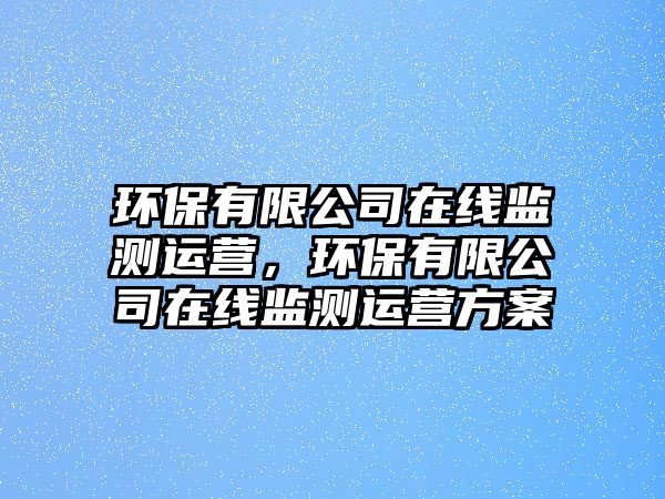 環(huán)保有限公司在線監(jiān)測運營，環(huán)保有限公司在線監(jiān)測運營方案