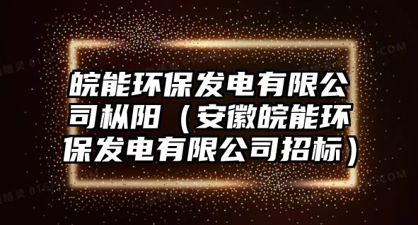 皖能環(huán)保發(fā)電有限公司樅陽（安徽皖能環(huán)保發(fā)電有限公司招標(biāo)）