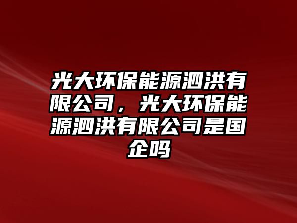 光大環(huán)保能源泗洪有限公司，光大環(huán)保能源泗洪有限公司是國企嗎