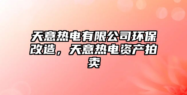 天意熱電有限公司環(huán)保改造，天意熱電資產(chǎn)拍賣