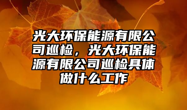 光大環(huán)保能源有限公司巡檢，光大環(huán)保能源有限公司巡檢具體做什么工作