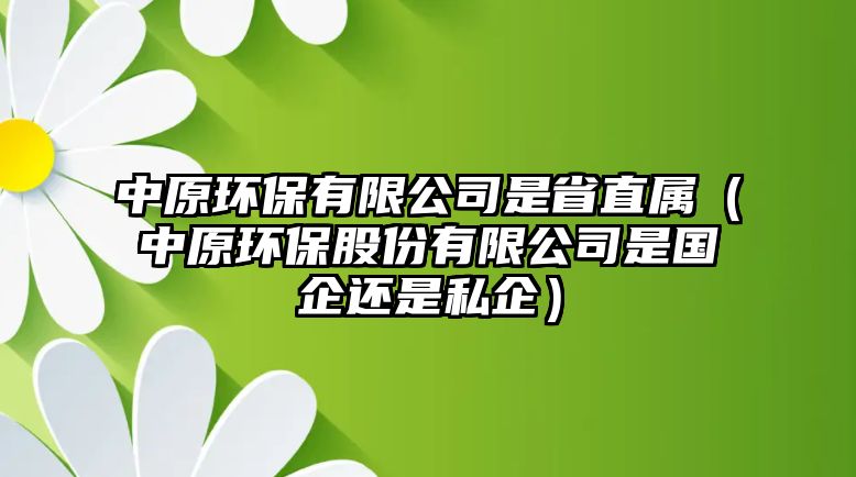 中原環(huán)保有限公司是省直屬（中原環(huán)保股份有限公司是國企還是私企）
