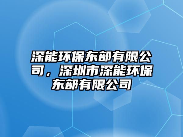 深能環(huán)保東部有限公司，深圳市深能環(huán)保東部有限公司