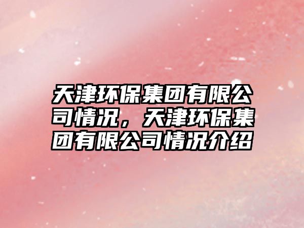天津環(huán)保集團(tuán)有限公司情況，天津環(huán)保集團(tuán)有限公司情況介紹