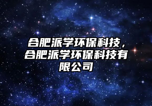 合肥派學環(huán)保科技，合肥派學環(huán)?？萍加邢薰? class=
