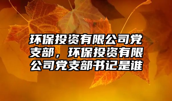 環(huán)保投資有限公司黨支部，環(huán)保投資有限公司黨支部書記是誰