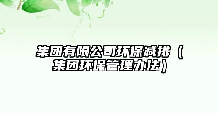 集團有限公司環(huán)保減排（集團環(huán)保管理辦法）