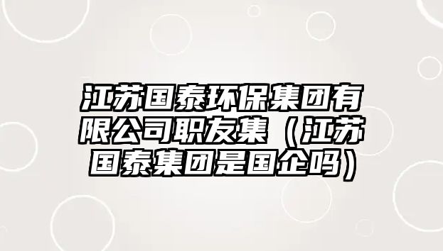 江蘇國泰環(huán)保集團(tuán)有限公司職友集（江蘇國泰集團(tuán)是國企嗎）