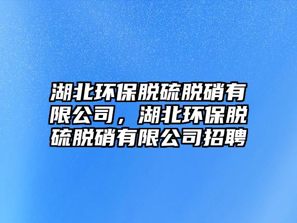 湖北環(huán)保脫硫脫硝有限公司，湖北環(huán)保脫硫脫硝有限公司招聘