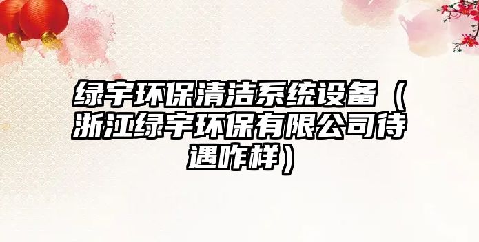 綠宇環(huán)保清潔系統(tǒng)設備（浙江綠宇環(huán)保有限公司待遇咋樣）