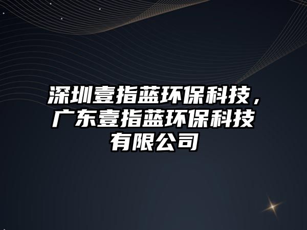 深圳壹指藍環(huán)?？萍?，廣東壹指藍環(huán)保科技有限公司