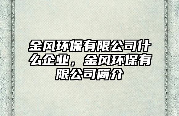 金風環(huán)保有限公司什么企業(yè)，金風環(huán)保有限公司簡介
