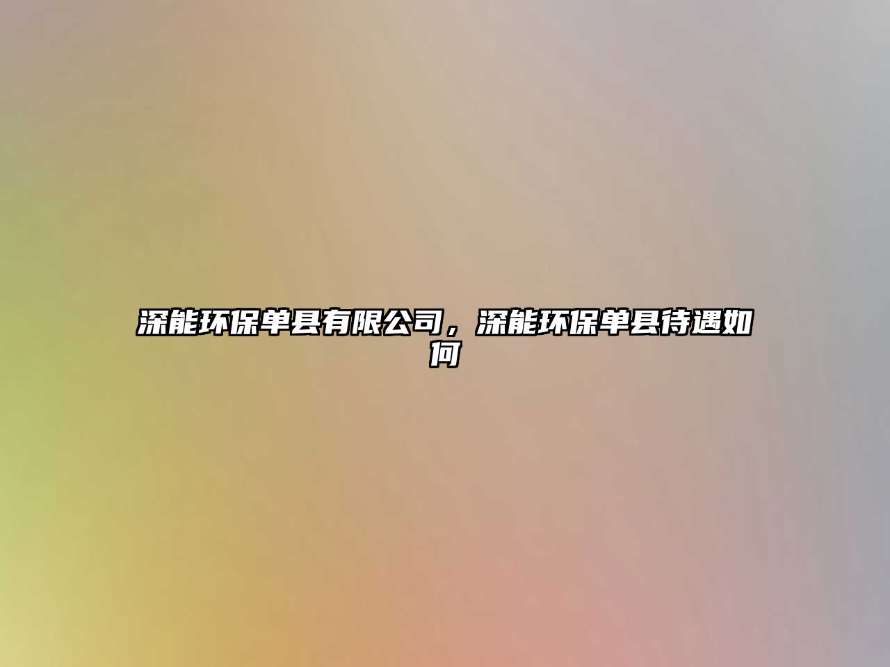 深能環(huán)保單縣有限公司，深能環(huán)保單縣待遇如何