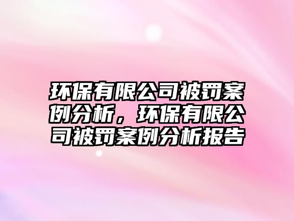環(huán)保有限公司被罰案例分析，環(huán)保有限公司被罰案例分析報(bào)告