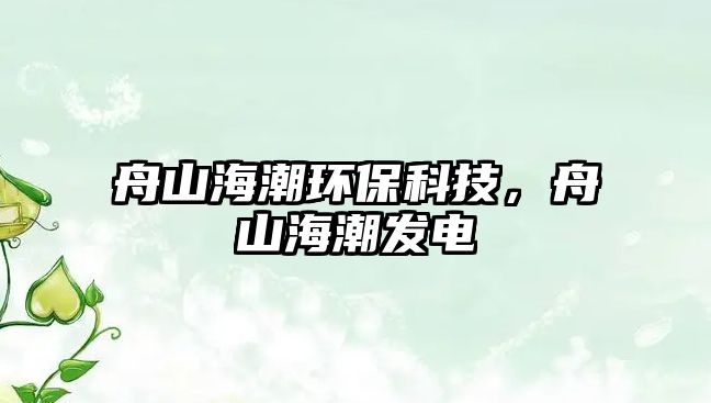 舟山海潮環(huán)?？萍迹凵胶３卑l(fā)電