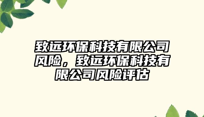 致遠(yuǎn)環(huán)保科技有限公司風(fēng)險(xiǎn)，致遠(yuǎn)環(huán)?？萍加邢薰撅L(fēng)險(xiǎn)評(píng)估