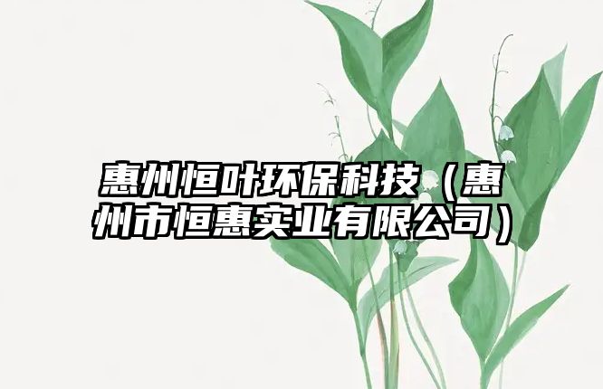 惠州恒葉環(huán)?？萍迹ɑ葜菔泻慊輰?shí)業(yè)有限公司）