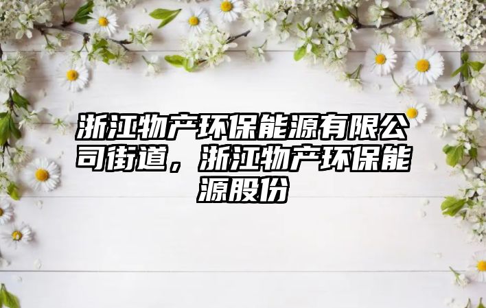 浙江物產(chǎn)環(huán)保能源有限公司街道，浙江物產(chǎn)環(huán)保能源股份