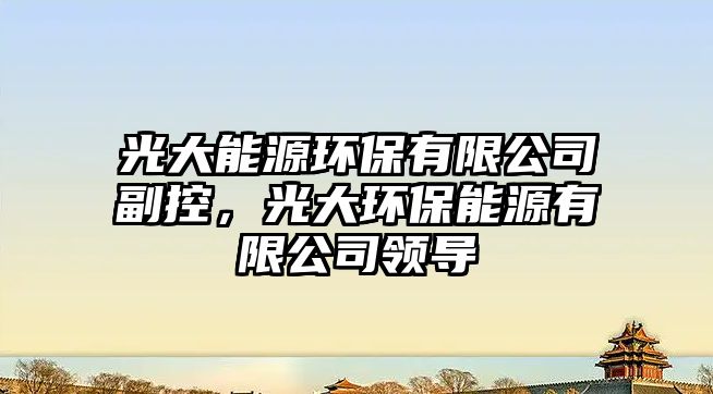 光大能源環(huán)保有限公司副控，光大環(huán)保能源有限公司領(lǐng)導