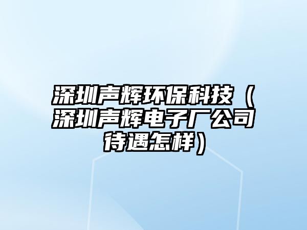 深圳聲輝環(huán)保科技（深圳聲輝電子廠公司待遇怎樣）
