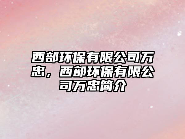 西部環(huán)保有限公司萬忠，西部環(huán)保有限公司萬忠簡介