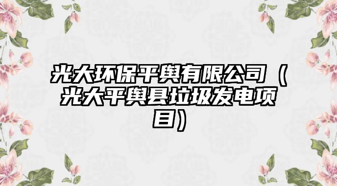 光大環(huán)保平輿有限公司（光大平輿縣垃圾發(fā)電項(xiàng)目）