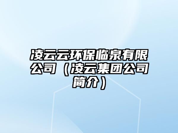 凌云云環(huán)保臨泉有限公司（凌云集團公司簡介）