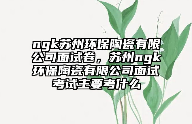 ngk蘇州環(huán)保陶瓷有限公司面試卷，蘇州ngk環(huán)保陶瓷有限公司面試考試主要考什么