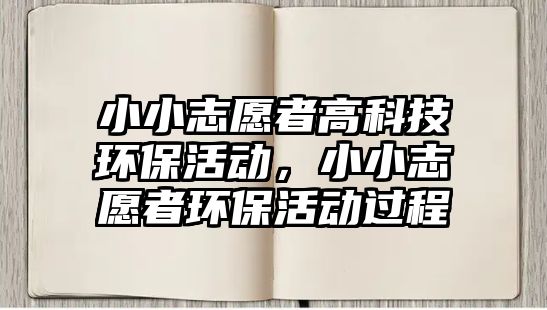 小小志愿者高科技環(huán)保活動，小小志愿者環(huán)?；顒舆^程