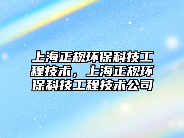 上海正規(guī)環(huán)?？萍脊こ碳夹g(shù)，上海正規(guī)環(huán)?？萍脊こ碳夹g(shù)公司