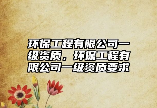 環(huán)保工程有限公司一級資質(zhì)，環(huán)保工程有限公司一級資質(zhì)要求
