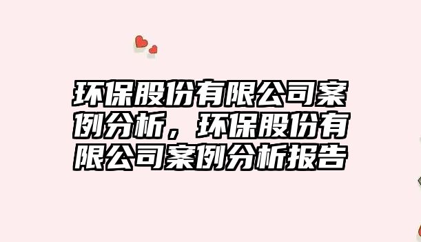 環(huán)保股份有限公司案例分析，環(huán)保股份有限公司案例分析報告