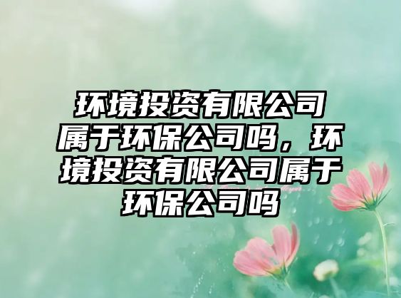 環(huán)境投資有限公司屬于環(huán)保公司嗎，環(huán)境投資有限公司屬于環(huán)保公司嗎