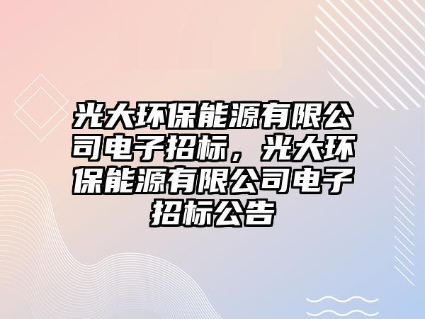 光大環(huán)保能源有限公司電子招標(biāo)，光大環(huán)保能源有限公司電子招標(biāo)公告