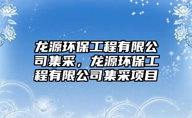 龍?jiān)喘h(huán)保工程有限公司集采，龍?jiān)喘h(huán)保工程有限公司集采項(xiàng)目