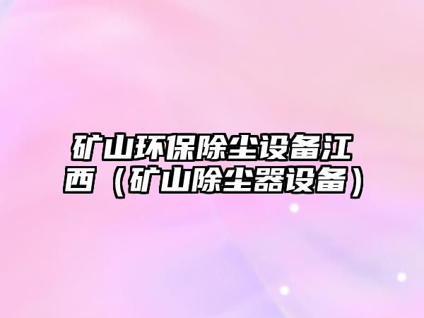 礦山環(huán)保除塵設備江西（礦山除塵器設備）