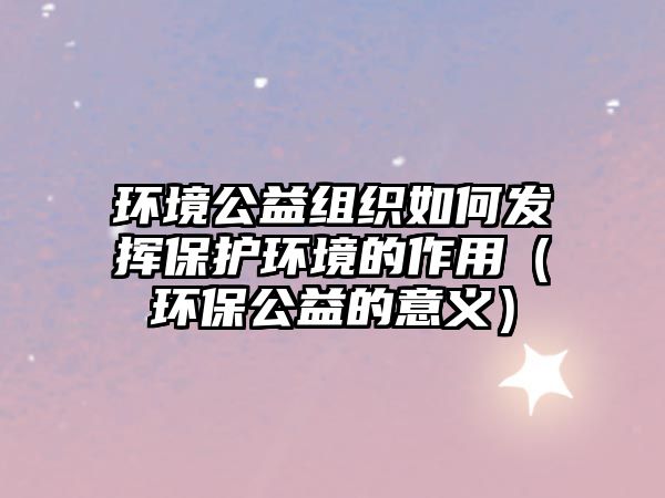 環(huán)境公益組織如何發(fā)揮保護環(huán)境的作用（環(huán)保公益的意義）