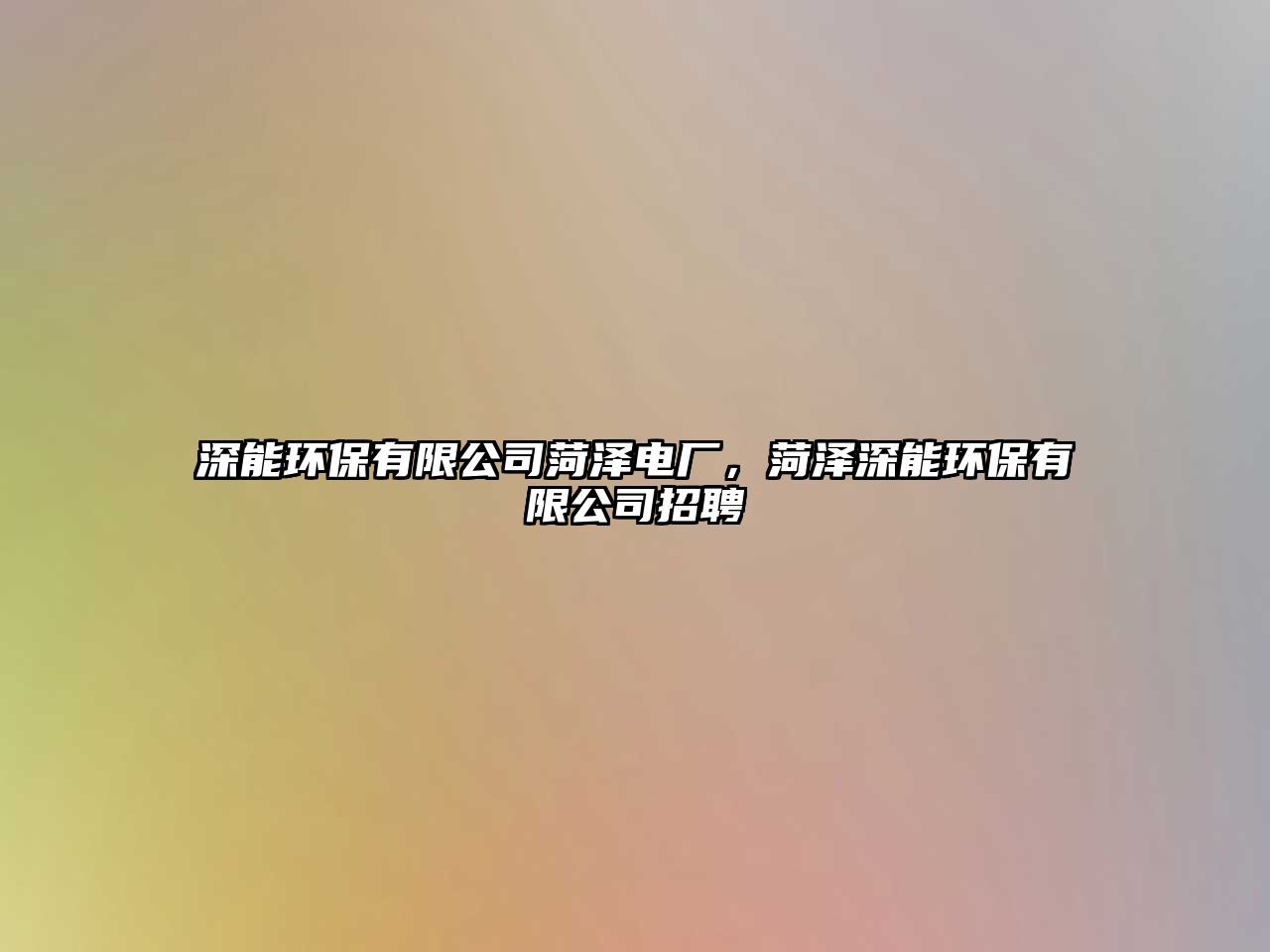 深能環(huán)保有限公司菏澤電廠，菏澤深能環(huán)保有限公司招聘