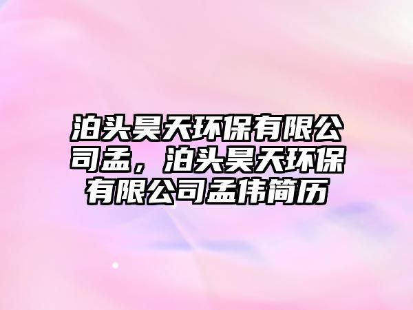 泊頭昊天環(huán)保有限公司孟，泊頭昊天環(huán)保有限公司孟偉簡歷