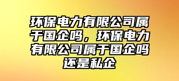 環(huán)保電力有限公司屬于國企嗎，環(huán)保電力有限公司屬于國企嗎還是私企