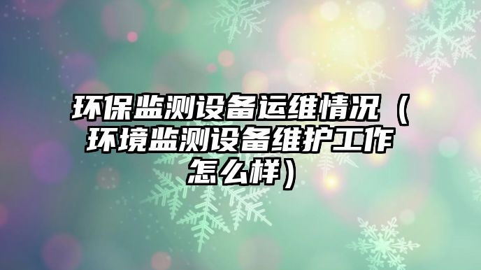 環(huán)保監(jiān)測設備運維情況（環(huán)境監(jiān)測設備維護工作怎么樣）