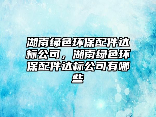 湖南綠色環(huán)保配件達(dá)標(biāo)公司，湖南綠色環(huán)保配件達(dá)標(biāo)公司有哪些