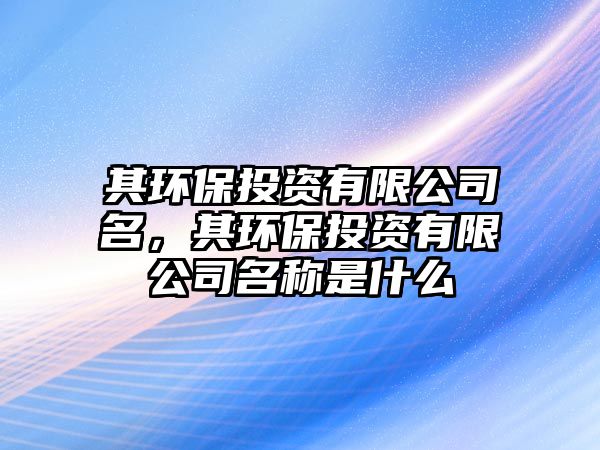 其環(huán)保投資有限公司名，其環(huán)保投資有限公司名稱是什么