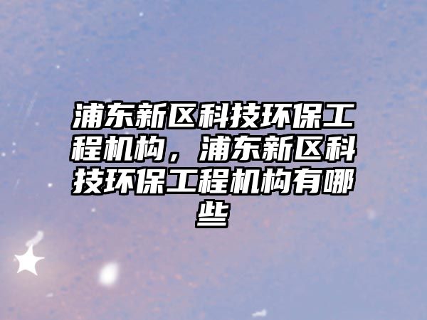 浦東新區(qū)科技環(huán)保工程機(jī)構(gòu)，浦東新區(qū)科技環(huán)保工程機(jī)構(gòu)有哪些
