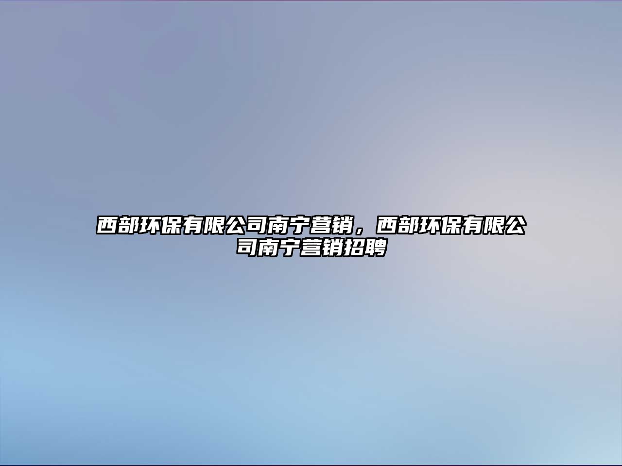 西部環(huán)保有限公司南寧營銷，西部環(huán)保有限公司南寧營銷招聘