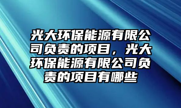 光大環(huán)保能源有限公司負(fù)責(zé)的項(xiàng)目，光大環(huán)保能源有限公司負(fù)責(zé)的項(xiàng)目有哪些