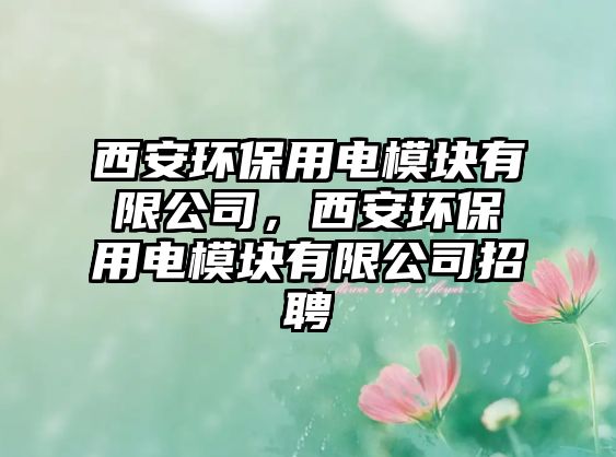 西安環(huán)保用電模塊有限公司，西安環(huán)保用電模塊有限公司招聘